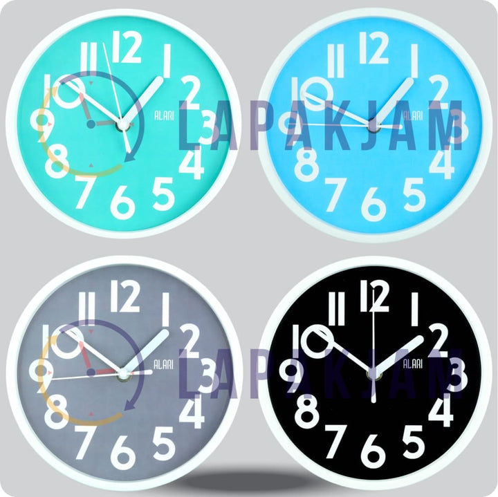 Jam Dinding Analog Polos Minimalis Alari Hitam JDALARAL1249-1668HIT