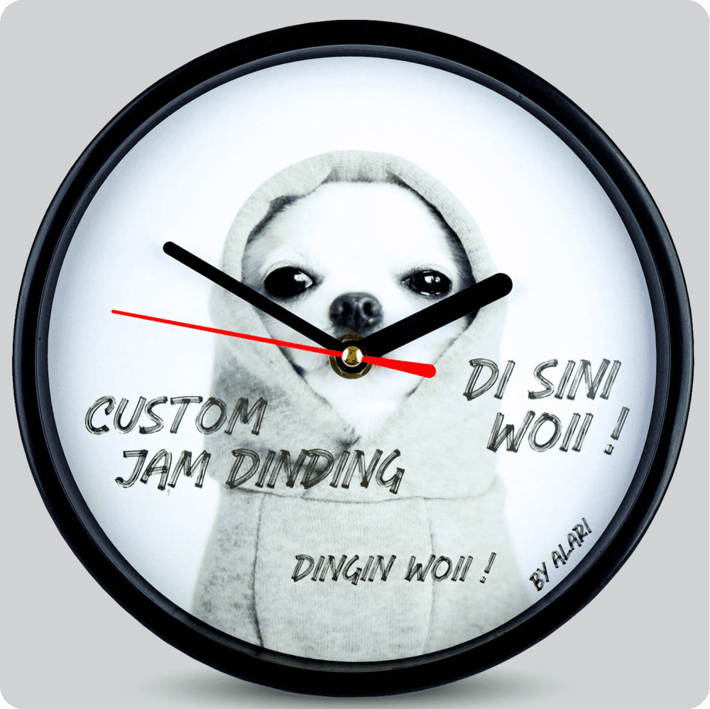 Jam Dinding Analog Custom Alari Hitam &amp; Jarum 206-3 Hitam MJD 5168 JDALCSTM1668-RHITJHIT206-3-M5168