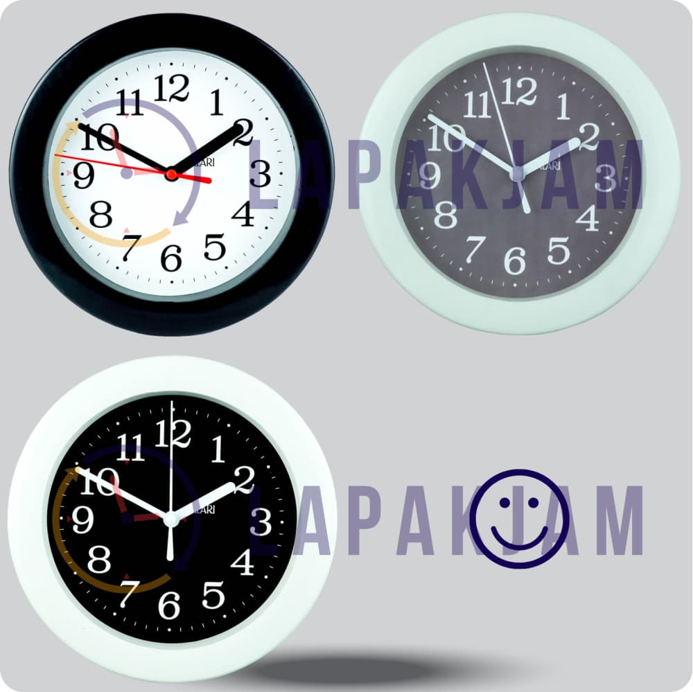 Jam Dinding Analog Polos Minimalis Alari Hitam JDALARAL1243-805HIT