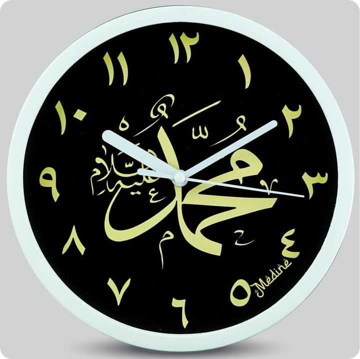 Jam Dinding Analog Kaligrafi Medine Angka Arab Hitam JDMEDIMD1233KMHITAR