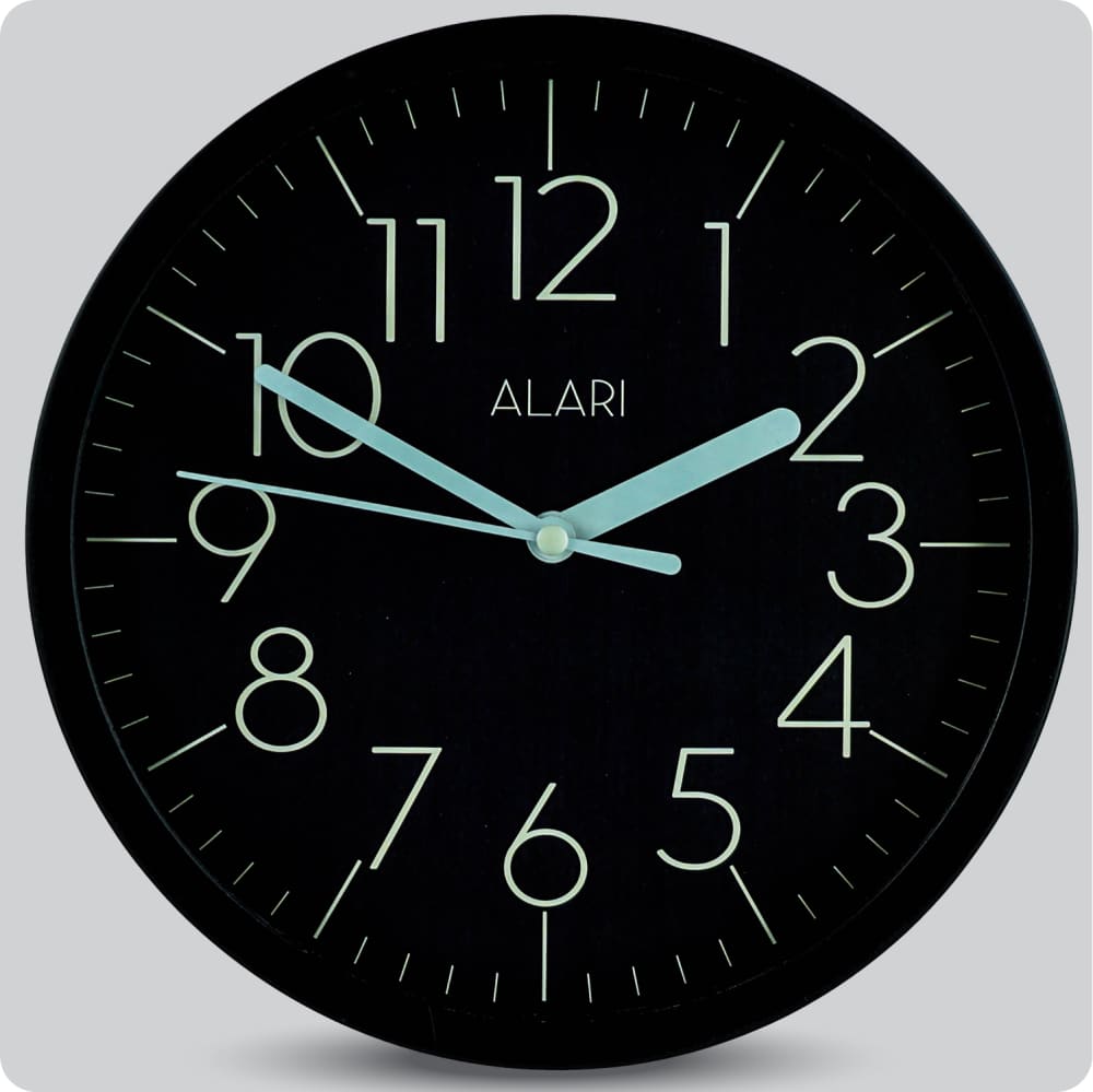 Jam Dinding Analog Polos Minimalis Alari Hitam Kuning JDALARAL1191HITKU