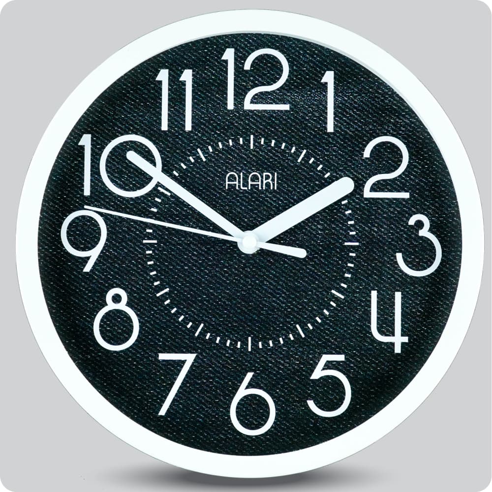 Jam Dinding Analog Polos Minimalis Alari Black JDALARAL1211-1668PBLA