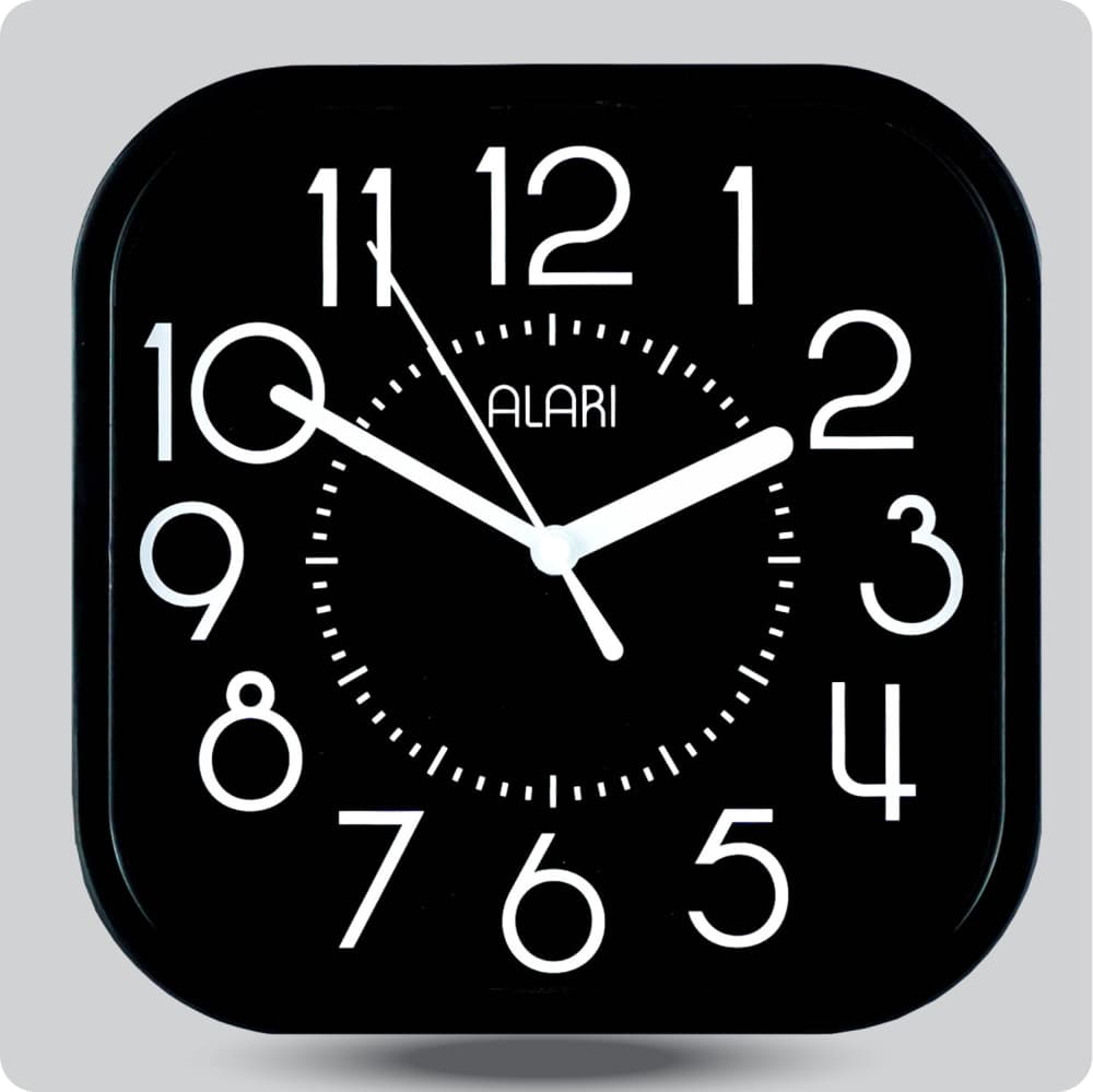 Jam Dinding Analog Polos Minimalis Alari Hitam Putih JDALARAL1221-5454HITPUT