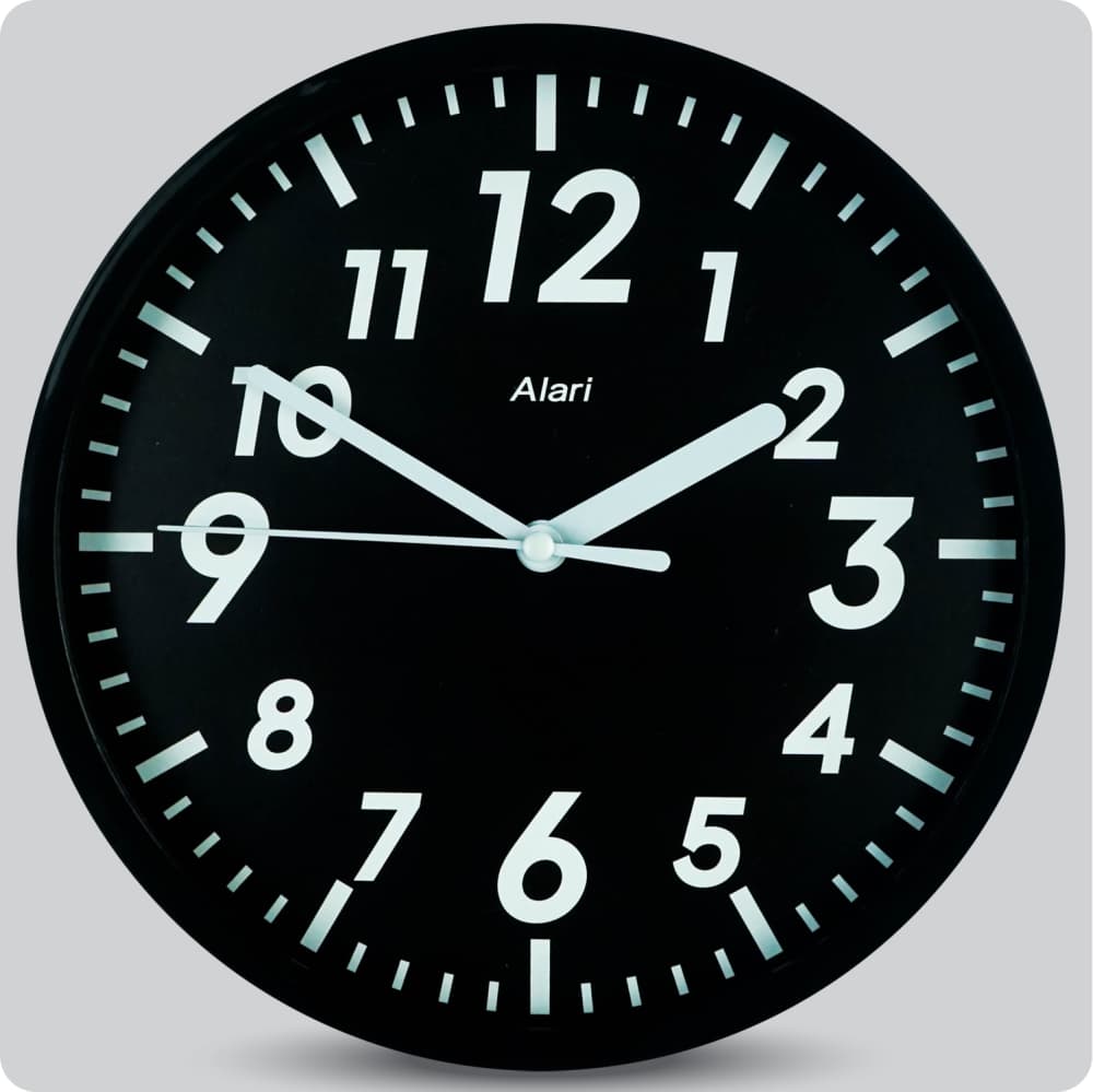 Jam Dinding Analog Polos Minimalis Alari Hitam JDALARAL1278-1668HIT
