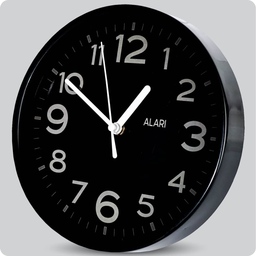 Jam Dinding Analog Polos Minimalis Alari Hitam Abu JDALARAL1172-1668ABU