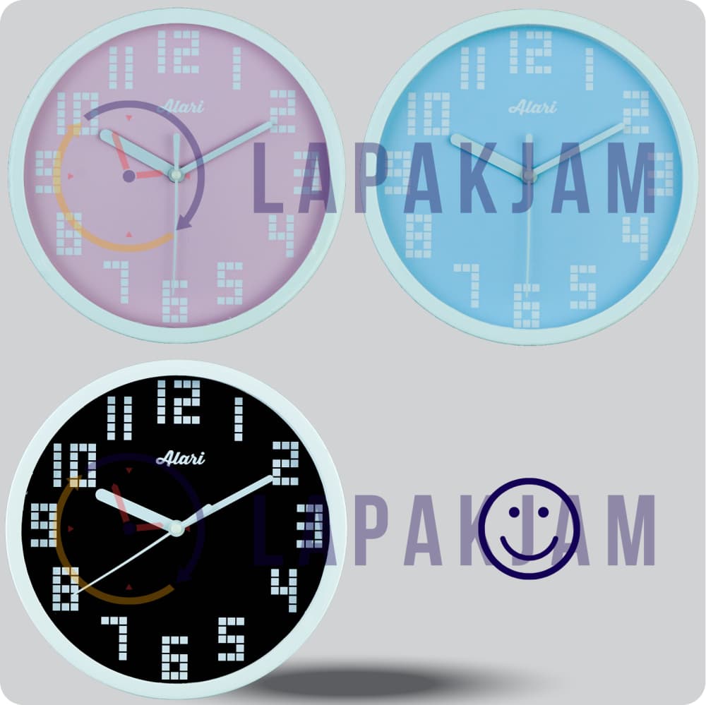 Jam Dinding Analog Polos Minimalis Alari Black JDALARAL1128BLA