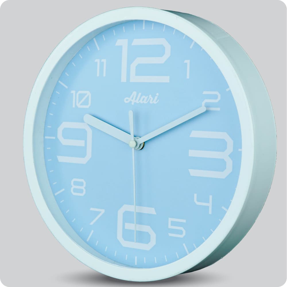 Jam Dinding Analog Polos Minimalis Alari Blue JDALARAL1154BLU
