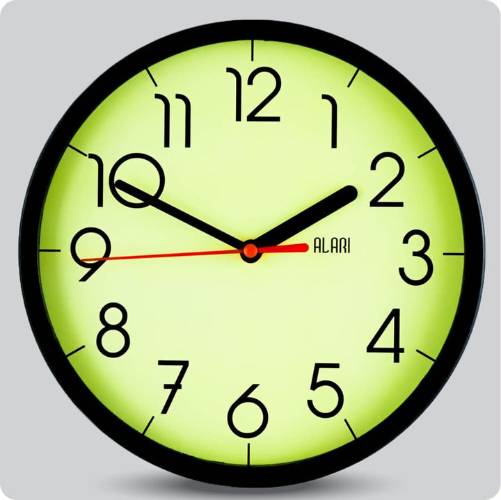 Jam Dinding Analog Polos Minimalis Alari Hitam Kuning JDALARAL1236-1668HITKUN