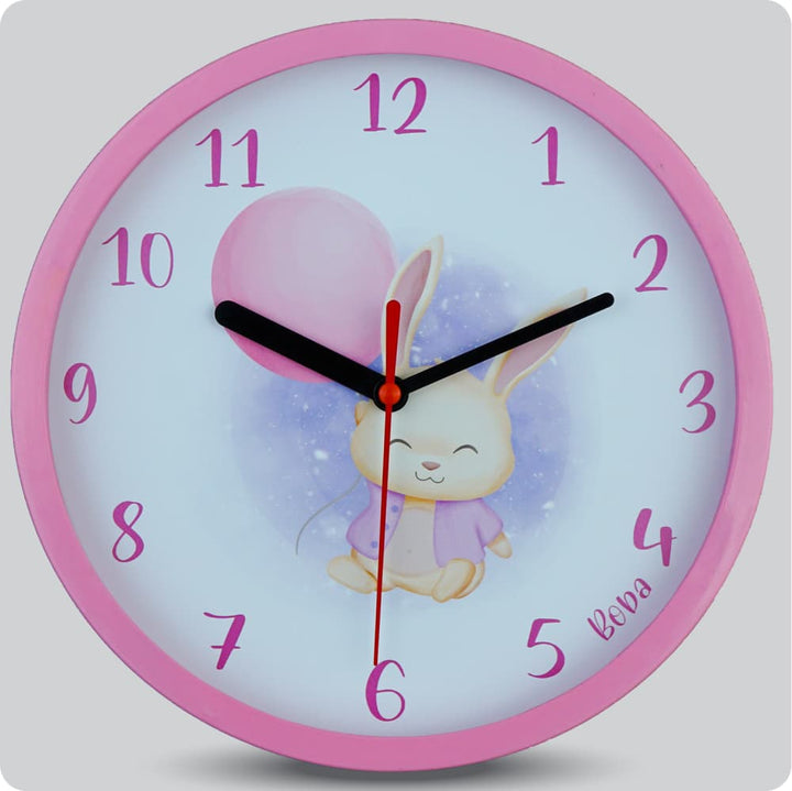 Jam Dinding Analog Animal Boba Rabbit Playing Balloon JDBOBAABB1159RPLA