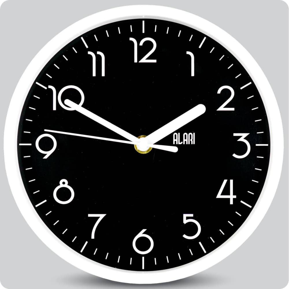 Jam Dinding Analog Polos Minimalis Alari Hitam JDALARAL1256-1668HIT