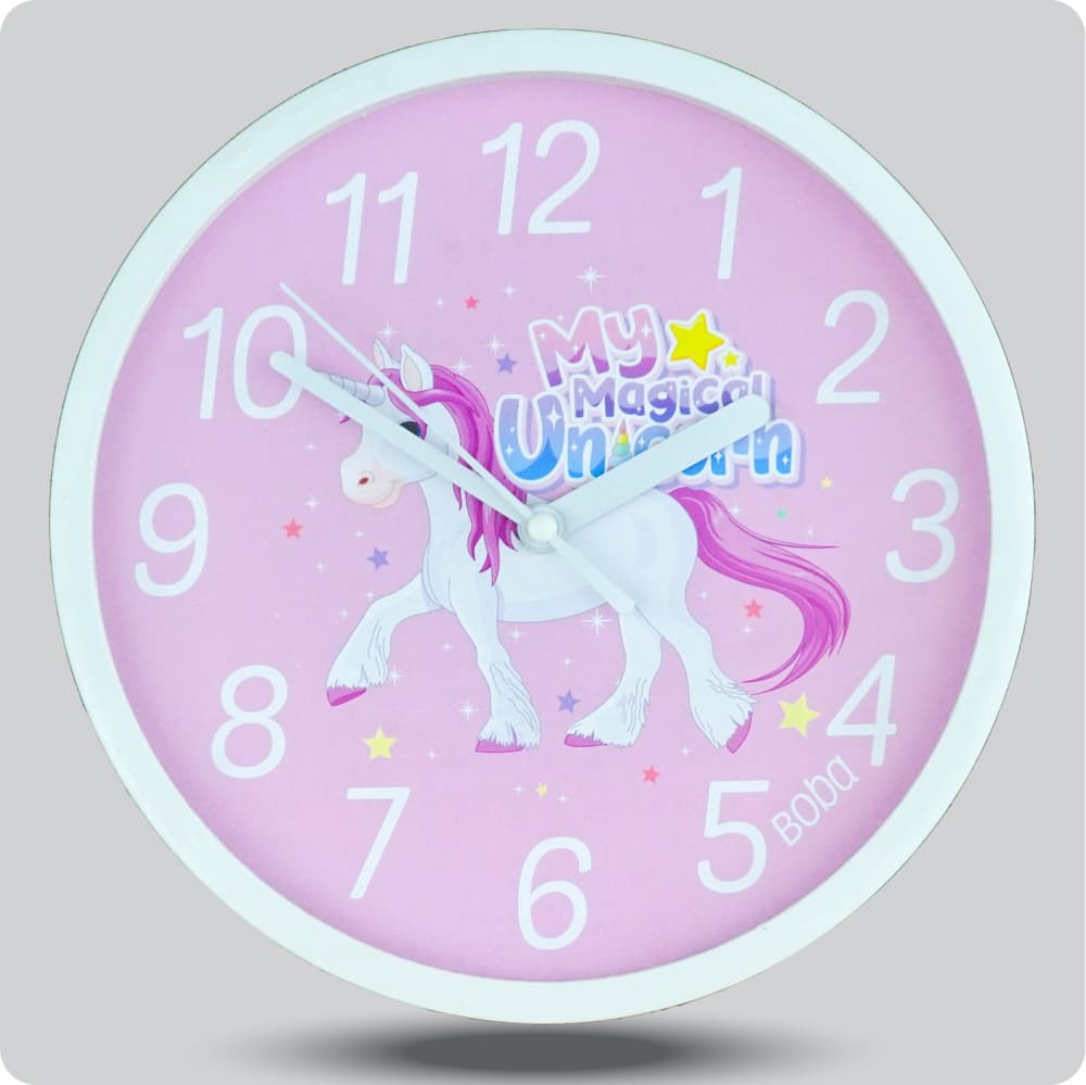 Jam Dinding Analog Karakter Anak Boba Magical Unicorn JDBOBABB1201-1668MUN