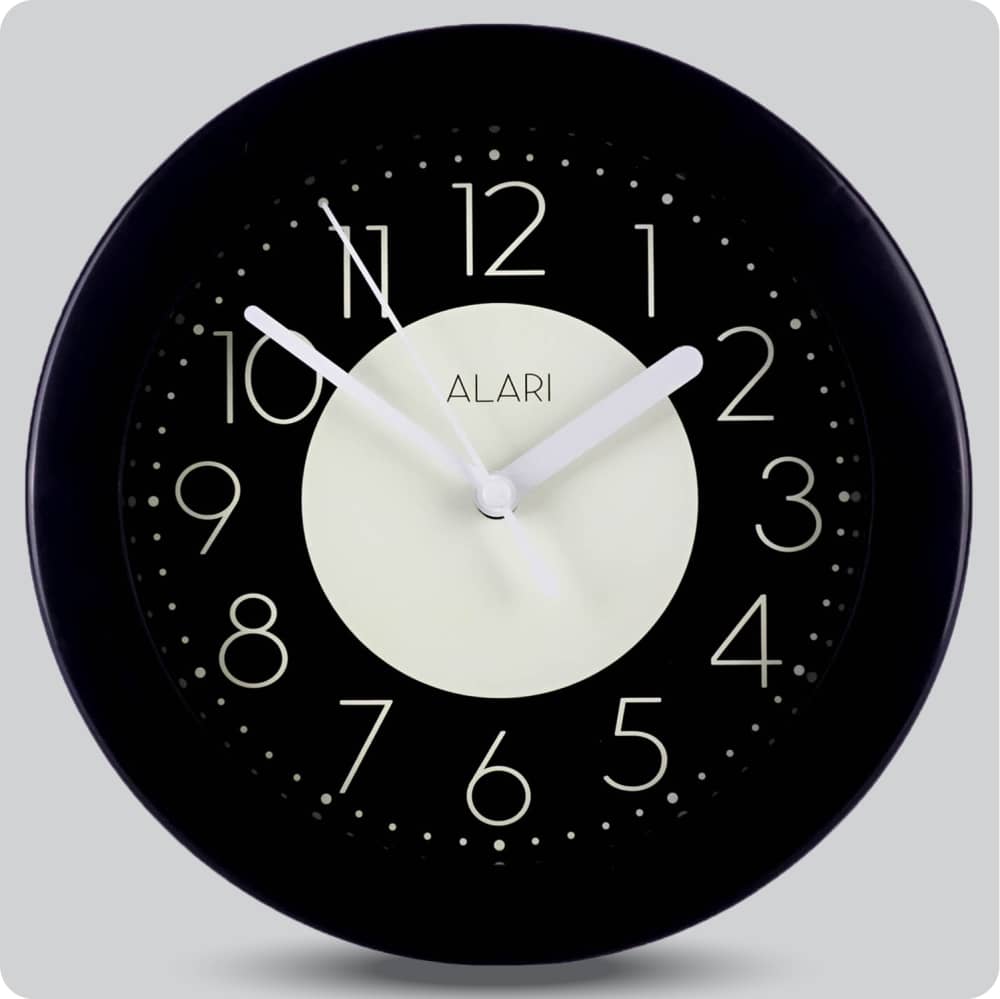 Jam Dinding Analog Polos Minimalis Alari Hitam Kuning JDALARAL1183-805HITKUN