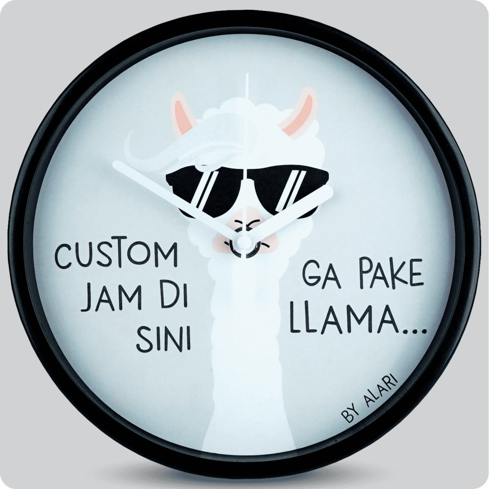 Jam Dinding Analog Custom Alari Hitam &amp; Jarum 206-3 Putih MJD 5168 JDALCSTM1668-RHITJPUT206-3-M5168