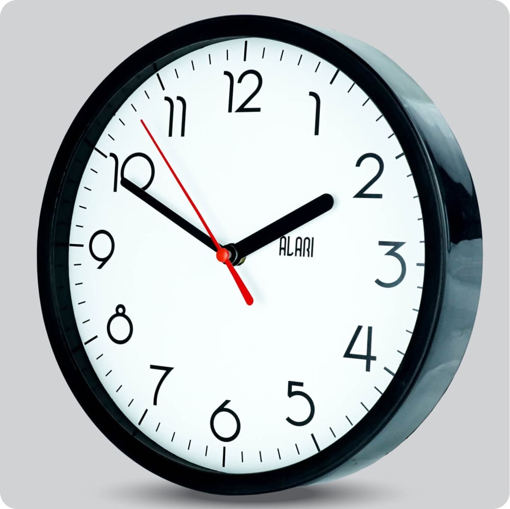 Jam Dinding Analog Polos Minimalis Alari Hitam Putih JDALARAL1241-1668HITPUT