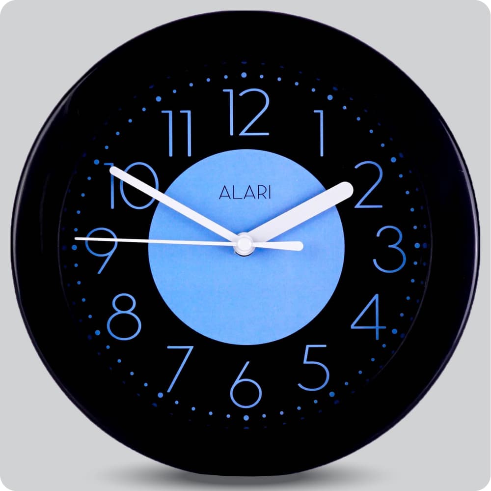 Jam Dinding Analog Polos Minimalis Alari Hitam Biru JDALARAL1183-805HITBIR