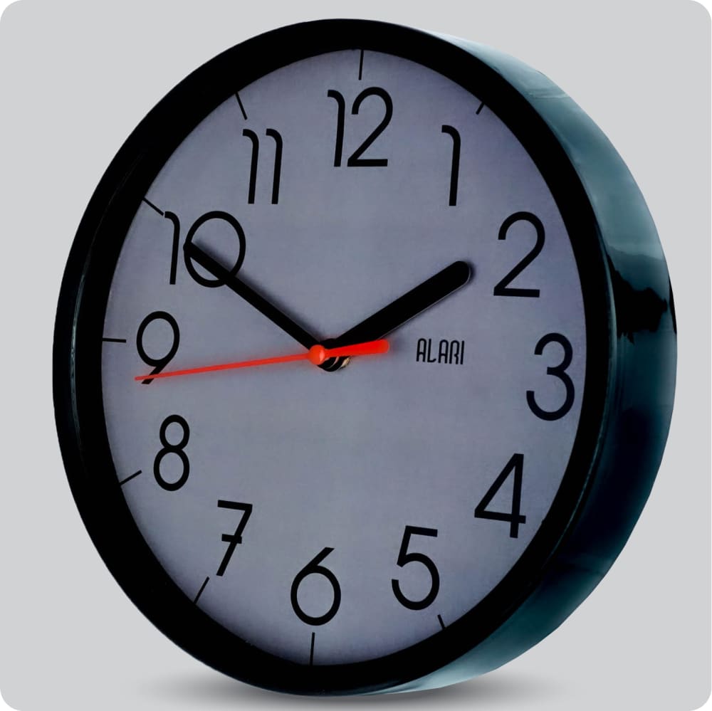 Jam Dinding Analog Polos Minimalis Alari Hitam Abu JDALARAL1236-1668HITABU