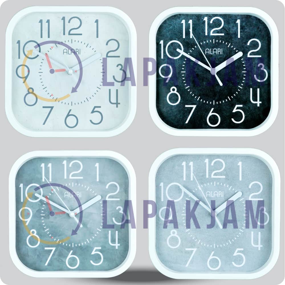 Jam Dinding Analog Polos Minimalis Alari Abu Muda JDALARAL1217-5454AMU