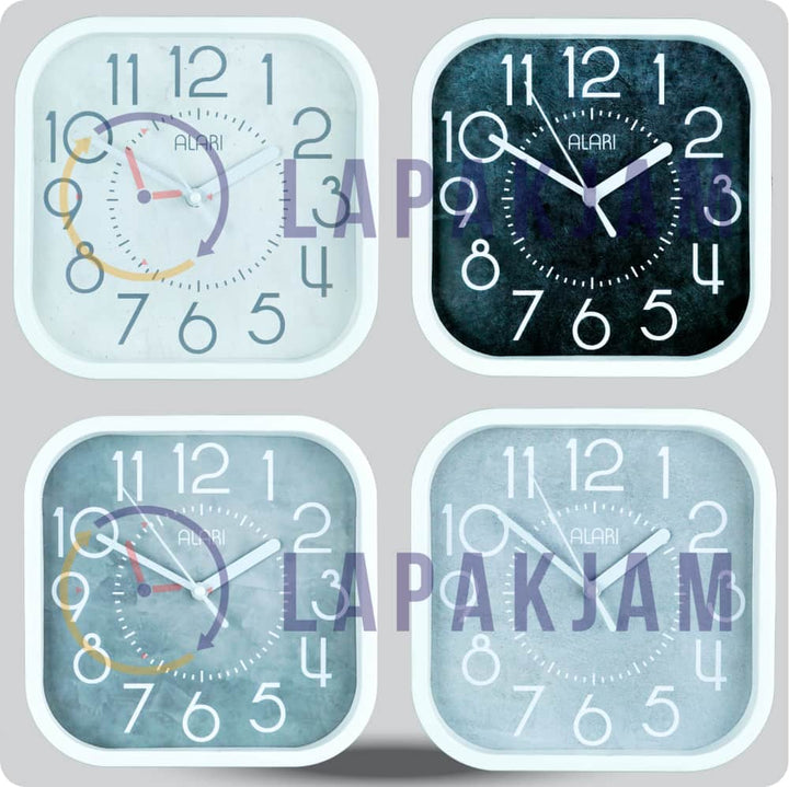 Jam Dinding Analog Polos Minimalis Alari Abu Muda JDALARAL1217-5454AMU