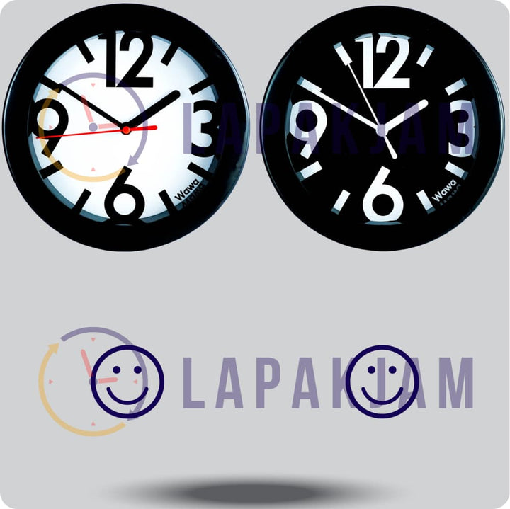 Jam Dinding Analog Polos Minimalis Wawa Hitam JDWAWAWW1188-805HIT