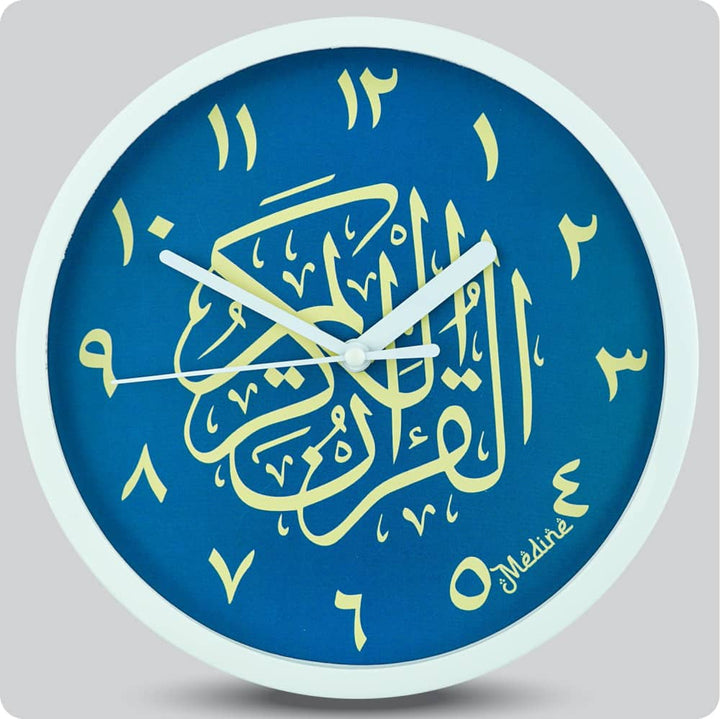 Jam Dinding Analog Kaligrafi Medine Angka Arab Biru JDMEDIMD1234KQARBIR