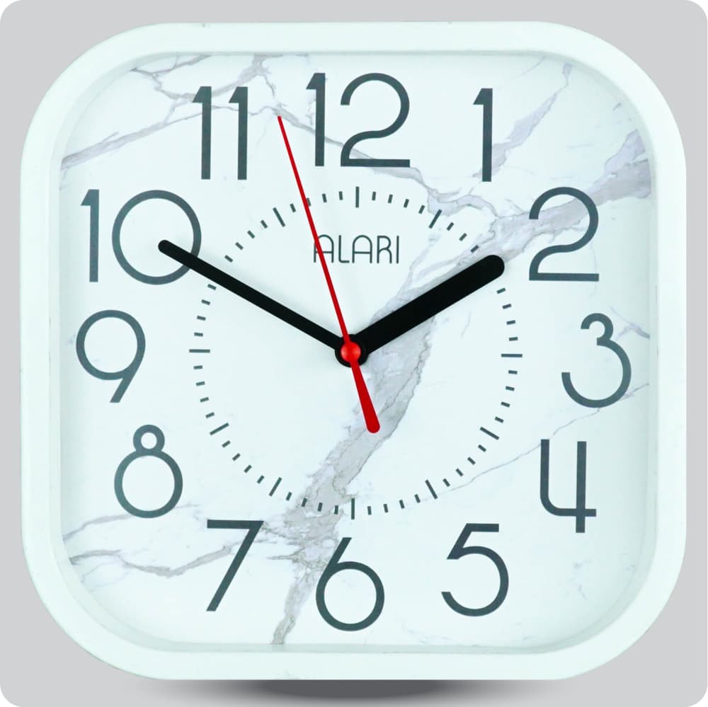 Jam Dinding Analog Polos Minimalis Alari Putih JDALARAL1239-5454PUT