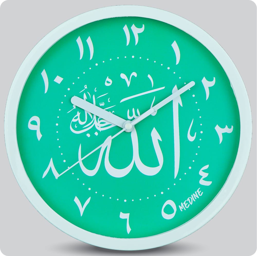 Jam Dinding Analog Kaligrafi Medine Angka Arab Hijau JDMEDIMD1111KAHIJAR