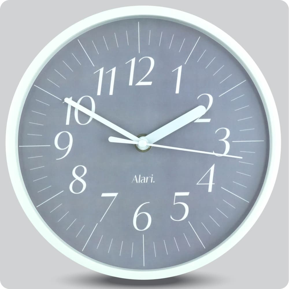 Jam Dinding Analog Polos Minimalis Alari Abu JDALARAL1250-1668ABU