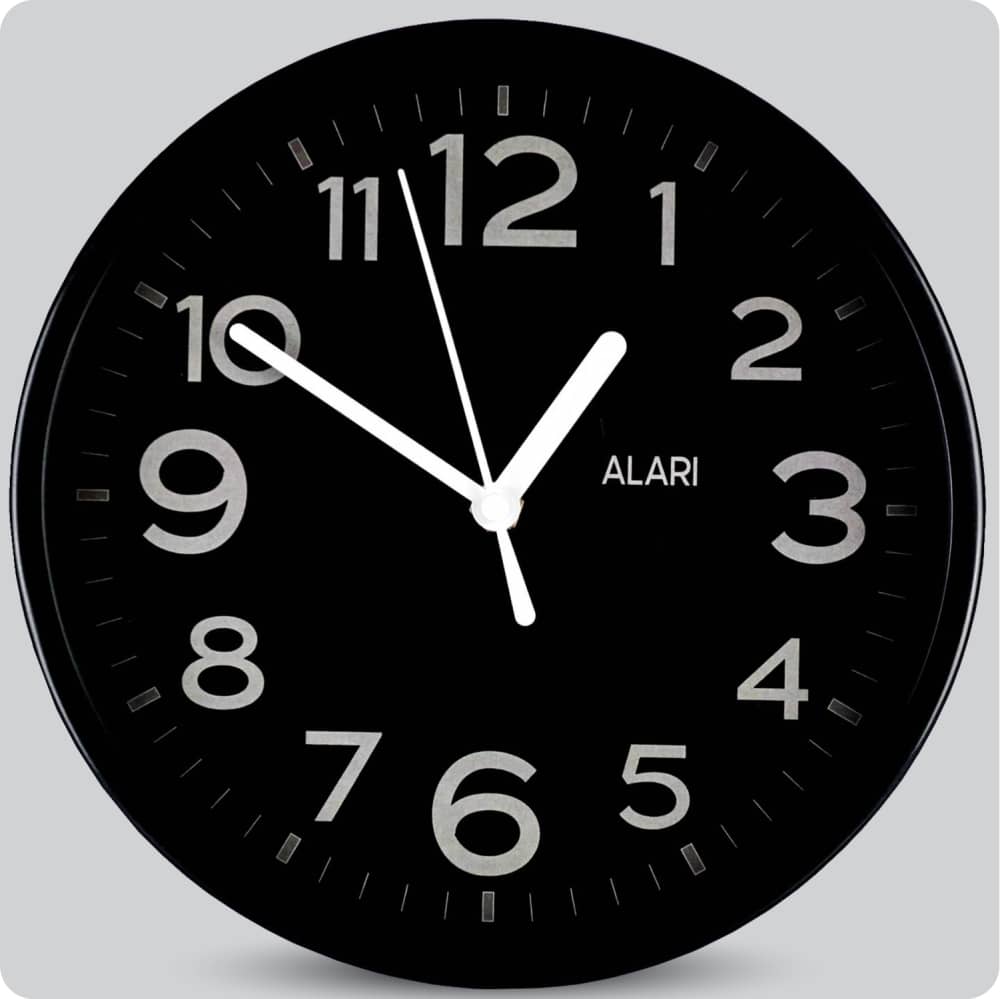 Jam Dinding Analog Polos Minimalis Alari Hitam Abu JDALARAL1172-1668ABU