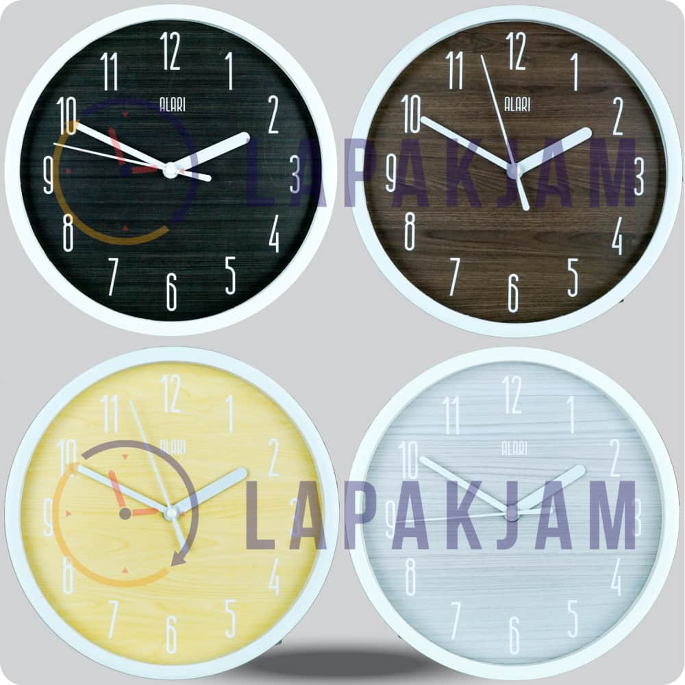 Jam Dinding Analog Polos Minimalis Alari Abu JDALARAL6884ABU
