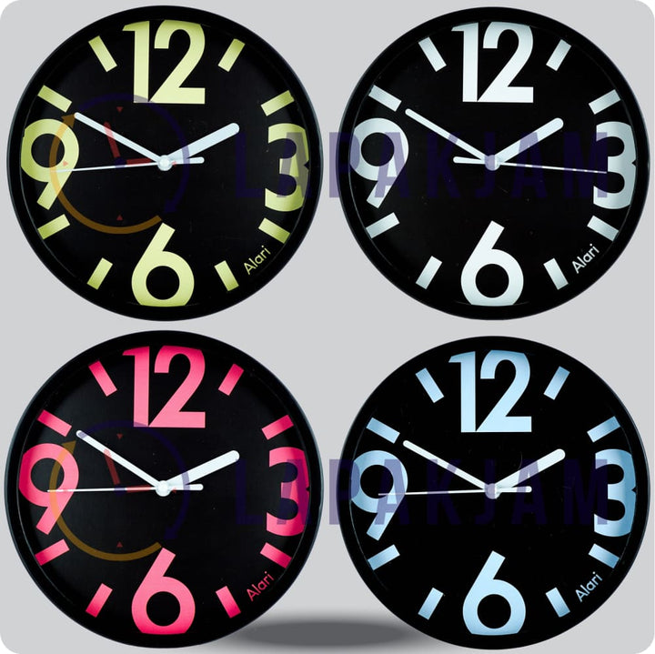 Jam Dinding Analog Polos Minimalis Alari Blue JDALARAL1118BLU