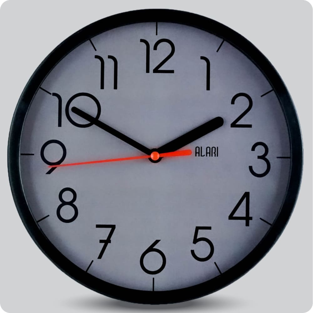 Jam Dinding Analog Polos Minimalis Alari Hitam Abu JDALARAL1236-1668HITABU