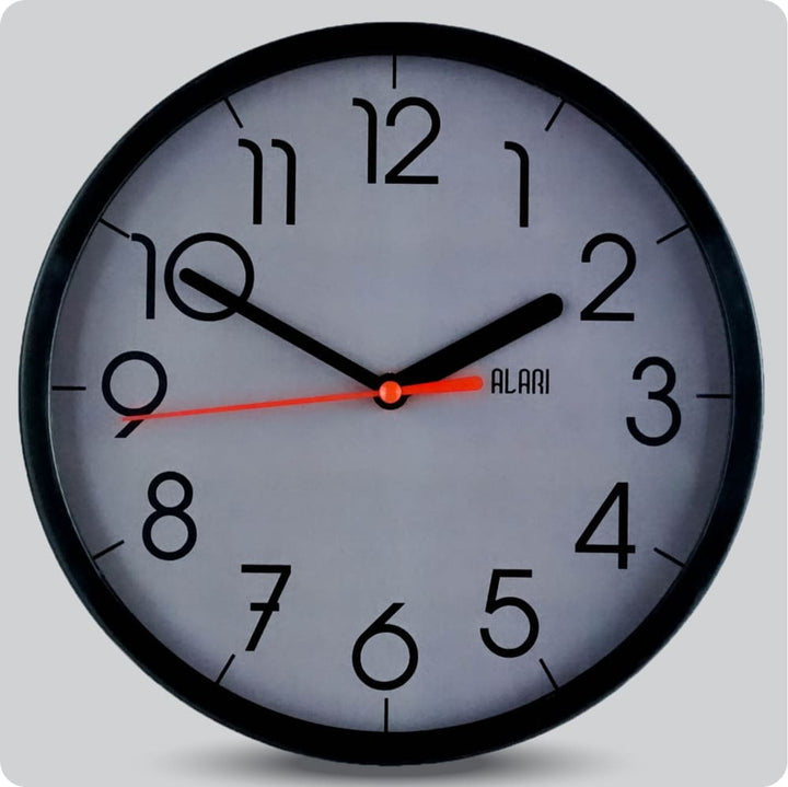 Jam Dinding Analog Polos Minimalis Alari Hitam Abu JDALARAL1236-1668HITABU