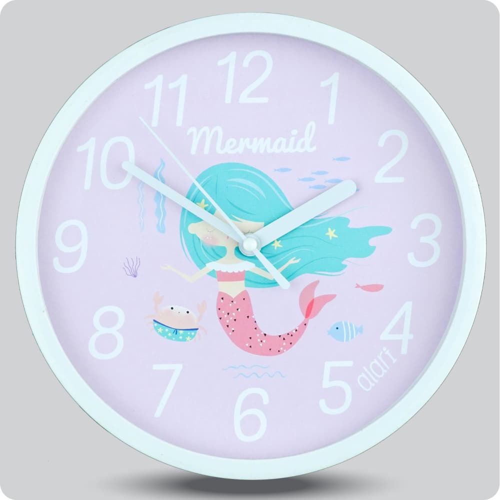 Jam Dinding Analog Karakter Anak Alari Mermaid Kepiting JDALARAL1215-1668KEP