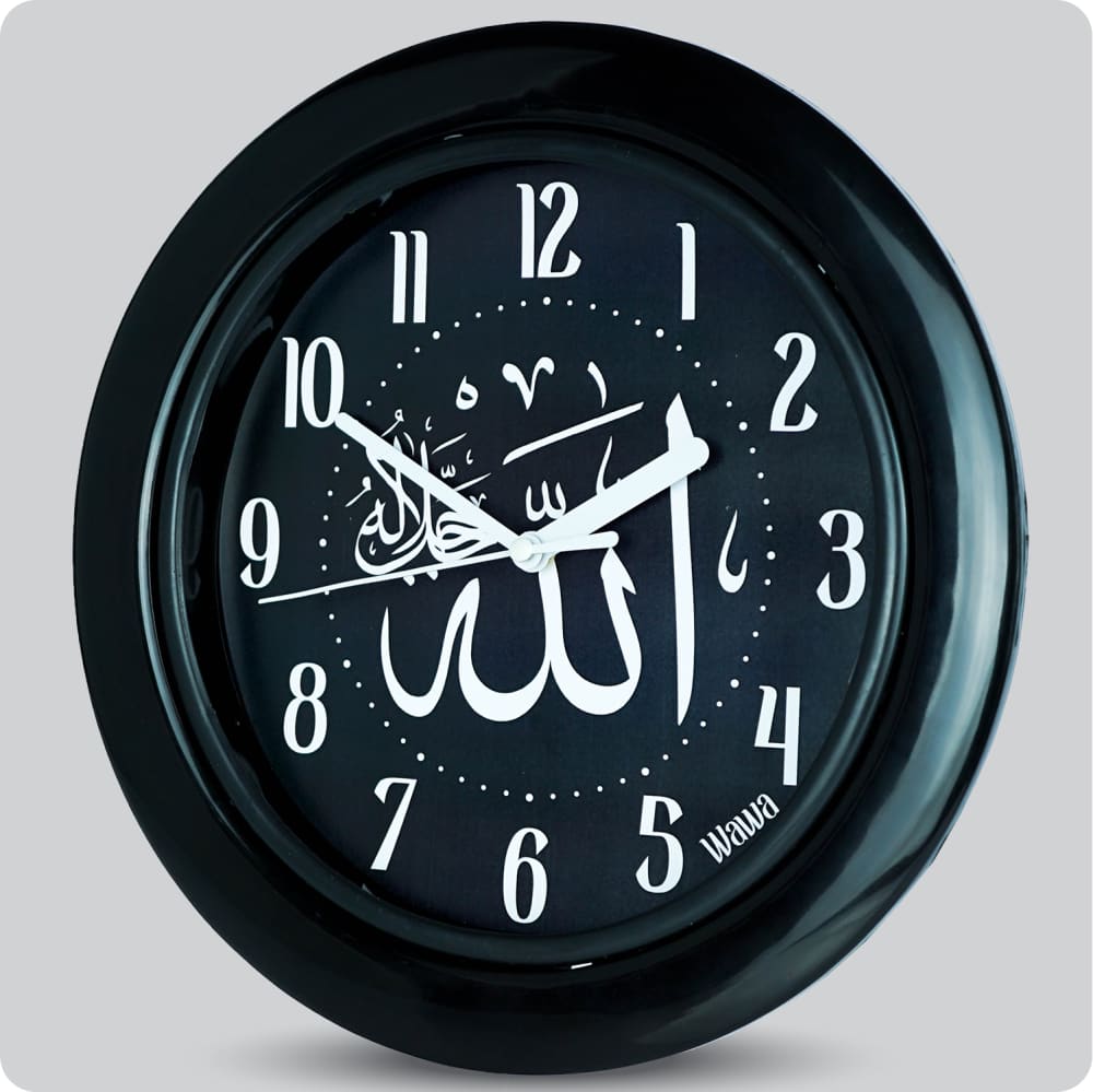 Jam Dinding Analog Kaligrafi Wawa Hitam JDWAWAWW1168BLA