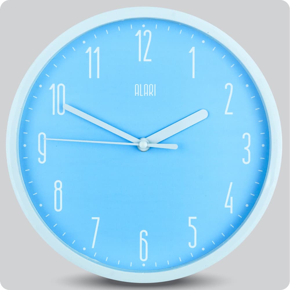 Jam Dinding Analog Polos Minimalis Alari Biru Muda JDALARAL6882-1668BIR