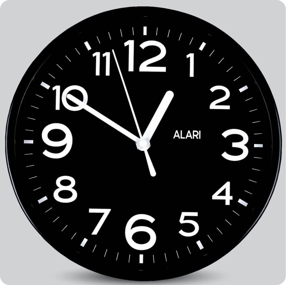 Jam Dinding Analog Polos Minimalis Alari Hitam Putih JDALARAL1172-1668PUT