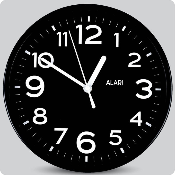 Jam Dinding Analog Polos Minimalis Alari Hitam Putih JDALARAL1172-1668PUT