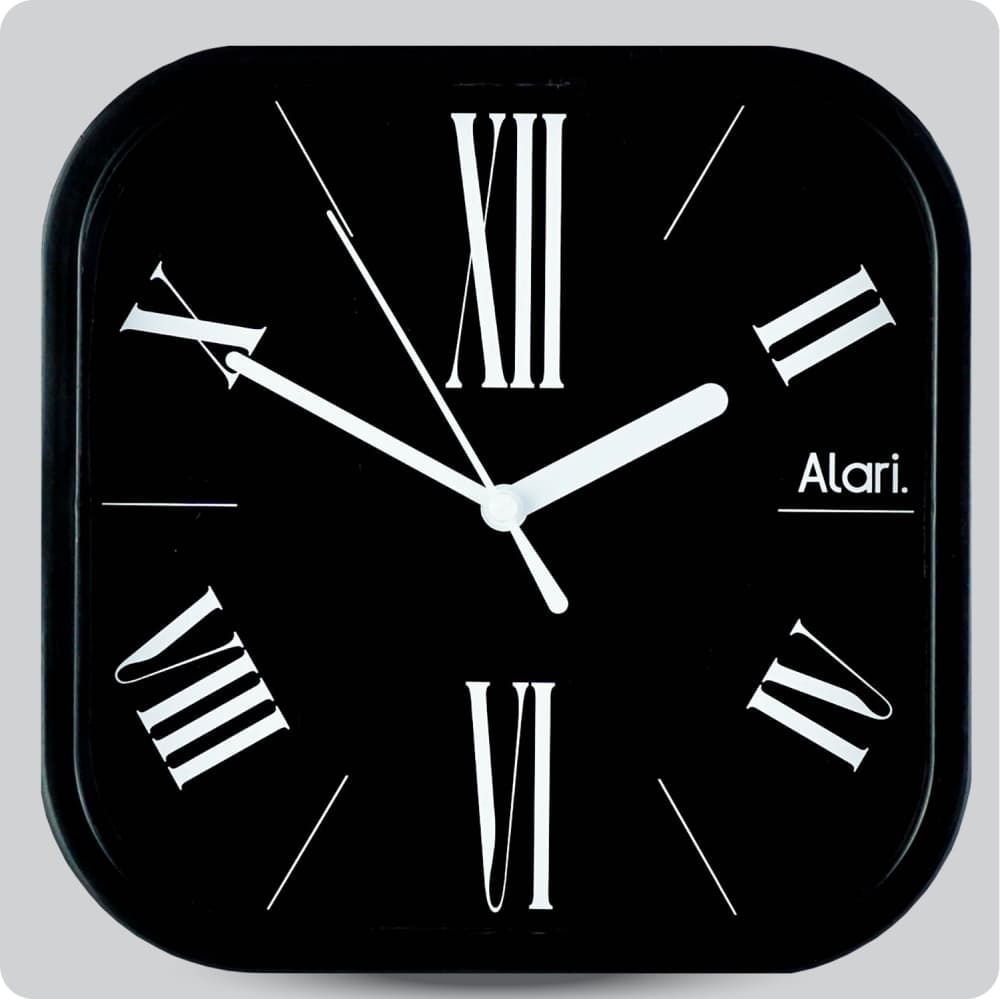 Jam Dinding Analog Polos Minimalis Alari Hitam Putih JDALARAL1226-5454HITPUT