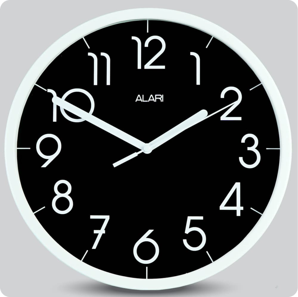 Jam Dinding Analog Polos Minimalis Alari Hitam 25 Cm JDALARAL1112-168LHIT