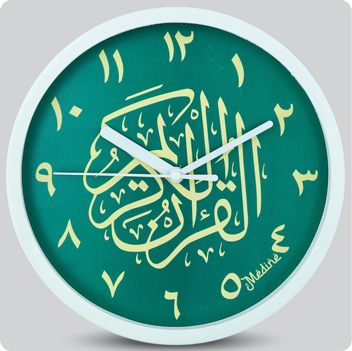 Jam Dinding Analog Kaligrafi Medine Angka Arab Hijau JDMEDIMD1234KQARHIJ