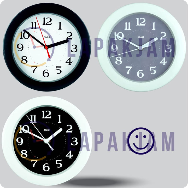 Jam Dinding Analog Polos Minimalis Alari Hitam JDALARAL1246-805HIT