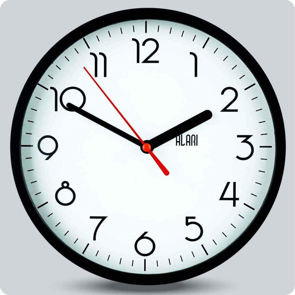Jam Dinding Analog Polos Minimalis Alari Hitam Putih JDALARAL1241-1668HITPUT