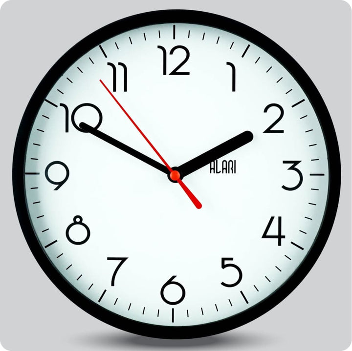 Jam Dinding Analog Polos Minimalis Alari Hitam Putih JDALARAL1241-1668HITPUT