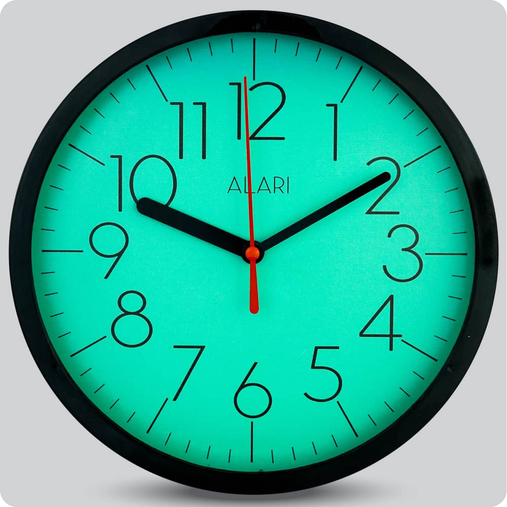 Jam Dinding Analog Polos Minimalis Alari Hijau Hitam JDALARAL1188HIJHIT