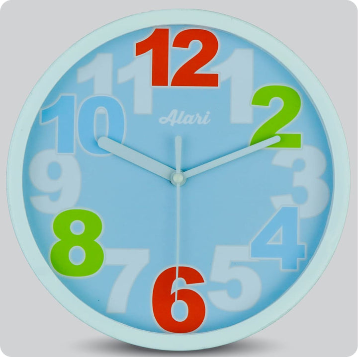 Jam Dinding Analog Polos Minimalis Alari Blue JDALARAL2133BLU
