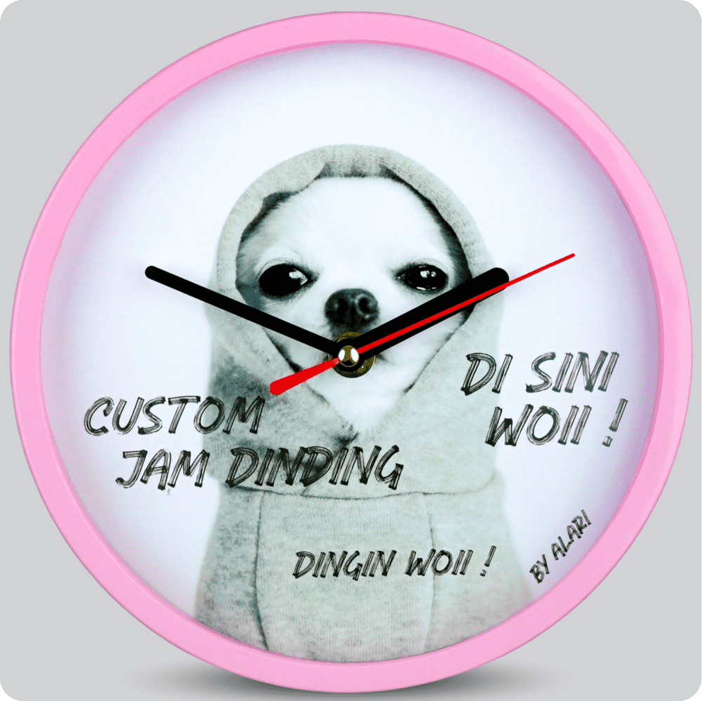 Jam Dinding Analog Custom Alari Pink &amp; Jarum 206-3 Hitam MJD 5168S JDALCSTM1668-RPINJHIT206-3-M5168S