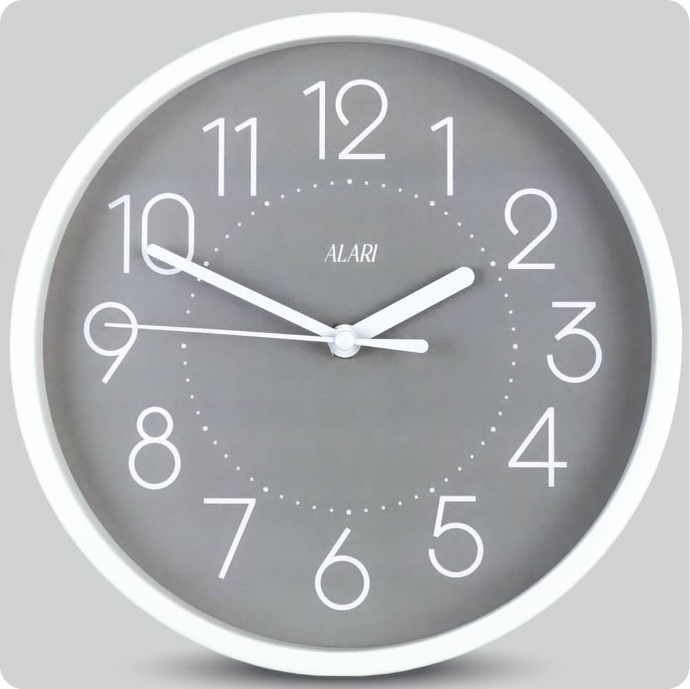 Jam Dinding Analog Polos Minimalis Alari Abu JDALARAL1166-1668ABU