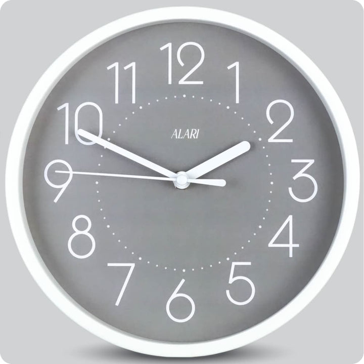 Jam Dinding Analog Polos Minimalis Alari Abu JDALARAL1166-1668ABU