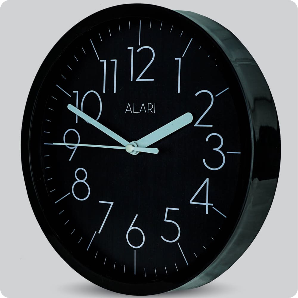 Jam Dinding Analog Polos Minimalis Alari Hitam Abu JDALARAL1191HITBU