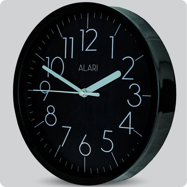 Jam Dinding Analog Polos Minimalis Alari Hitam Abu JDALARAL1191HITBU